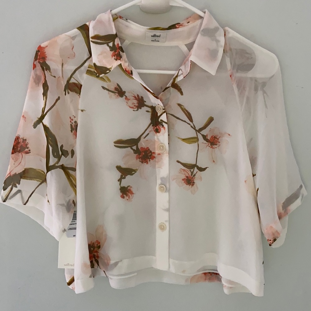 Aritzia Henrietta Cropped Top - White & Floral